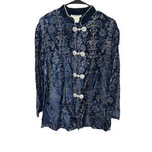 Periphery Neiman Marcus Velvet Brocade Jacket Blue Sz Medium Goth Steampunk